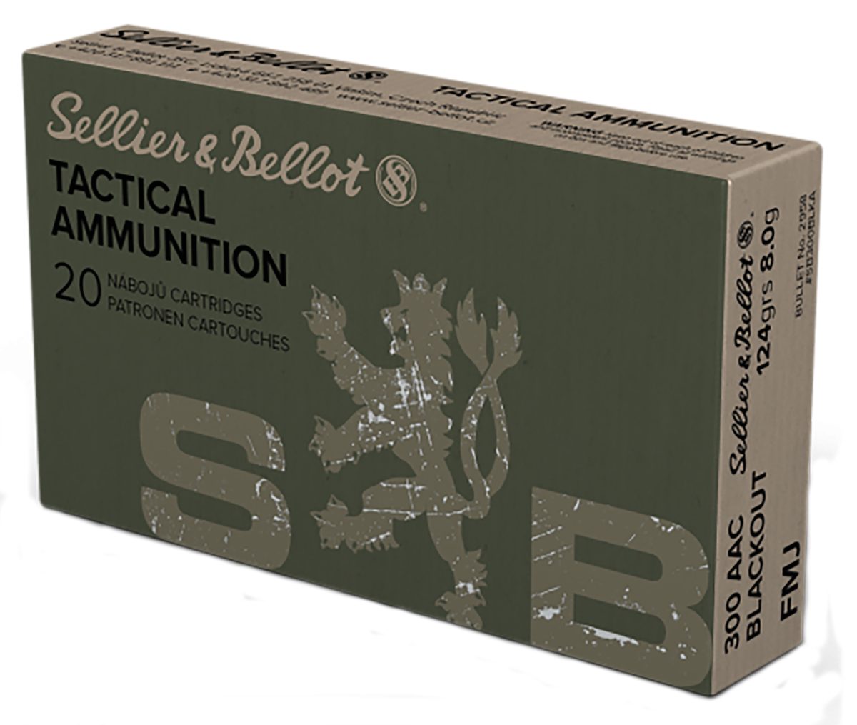 Sellier &Amp; Bellot Sb300Blka Rifle  300Blackout 124Gr Full Metal Jacket 20 Per Box/50 Case