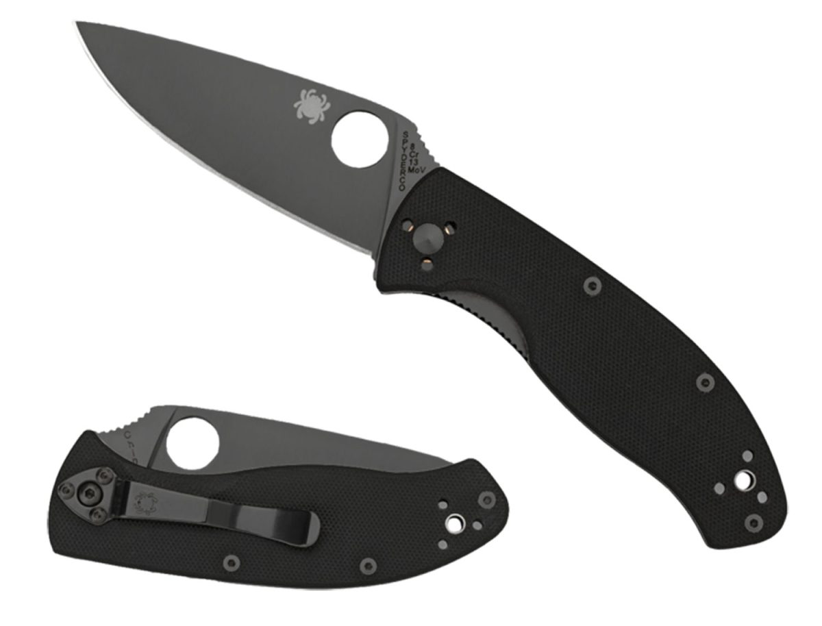 Spyderco C122Gbbkps Tenacious  3.39&Quot; Folding Drop Point Part Serrated Black Matte 8Cr13Mov Ss Blade Black  Textured G10 Handle Includes Pocket Clip