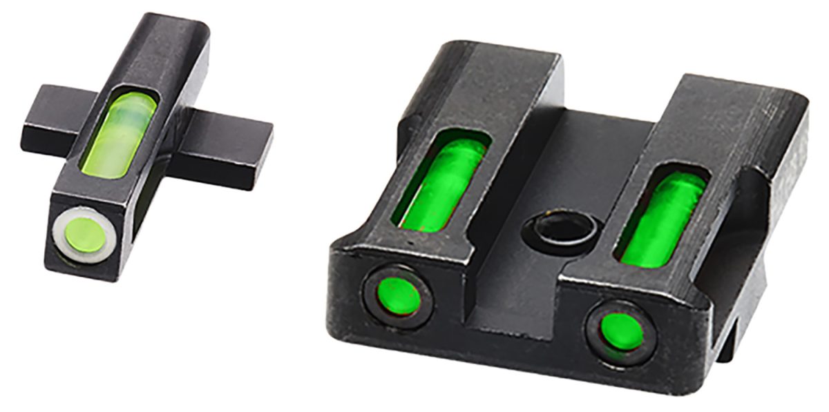 Hiviz Xdn321 Litewave H3 Sight Set For Springfield Xd Green Tritium White Outline Front Sight-Green Fiber Optic Rear Sight