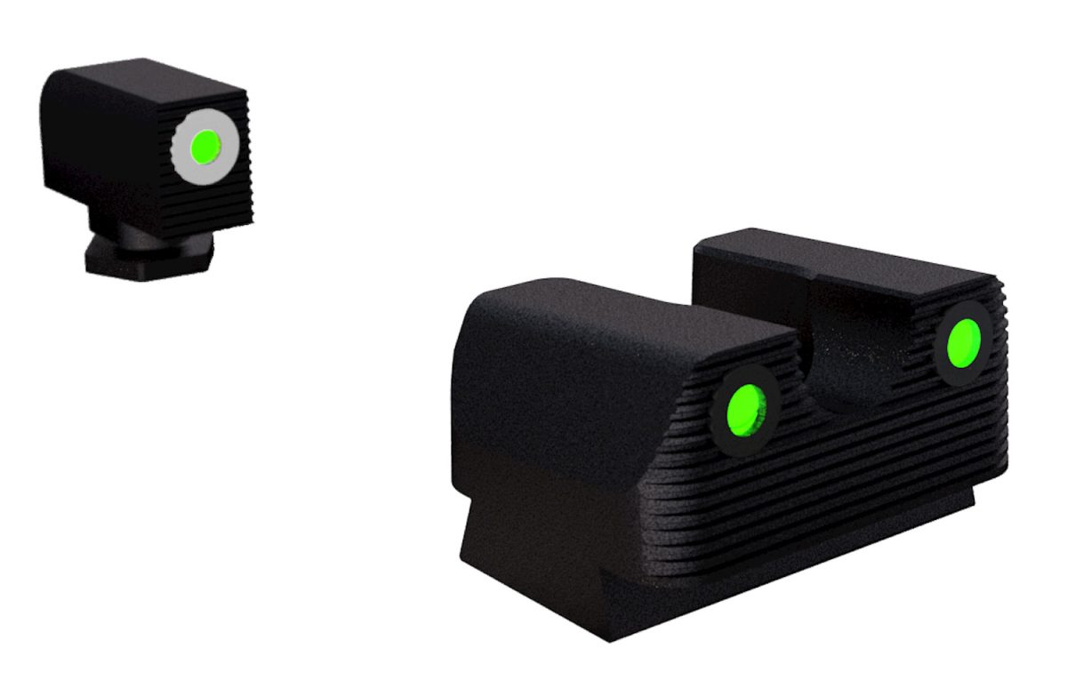 Rival Arms Ra2B231G Night Sights For G42/G43/G48  Green Tritium White Outline Front Sight-Green Tritium Black Outline Rear Sight