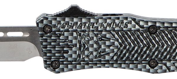 CobraTec Knives SCFCTK1STNS CTK-1  Small 2.75" OTF Tanto Plain D2 Steel Blade/Carbon Fiber Aluminum Handle Features Glass Breaker Includes Pocket Clip