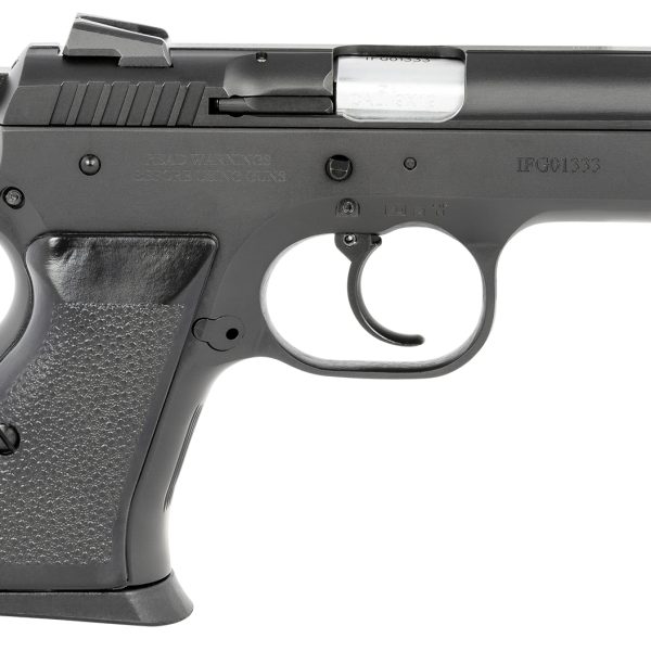 Tanfoglio TFCOMBATC9 Combat  Compact Frame 9mm Luger 13+1, 3.62" Stainless Steel Barrel, Black Serrated Steel Slide & Frame w/Beavertail, Black Polymer Grip