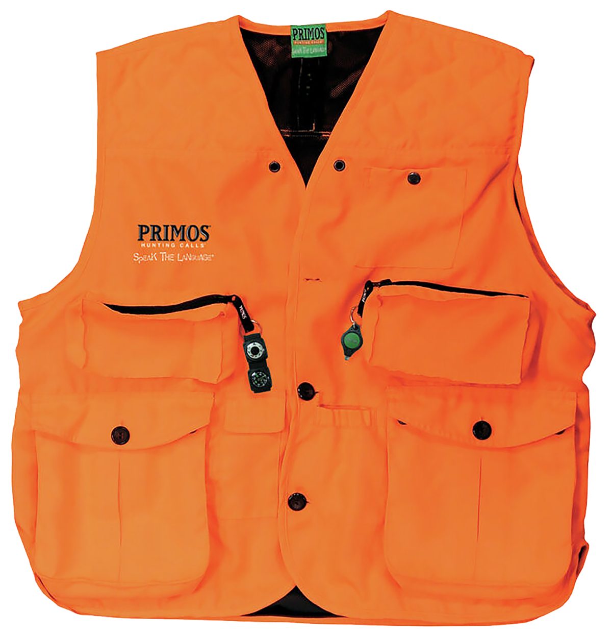 Primos 65701 Gunhunter'S Hunting Vest Medium Blaze Orange Features Compass &Amp; Led Light