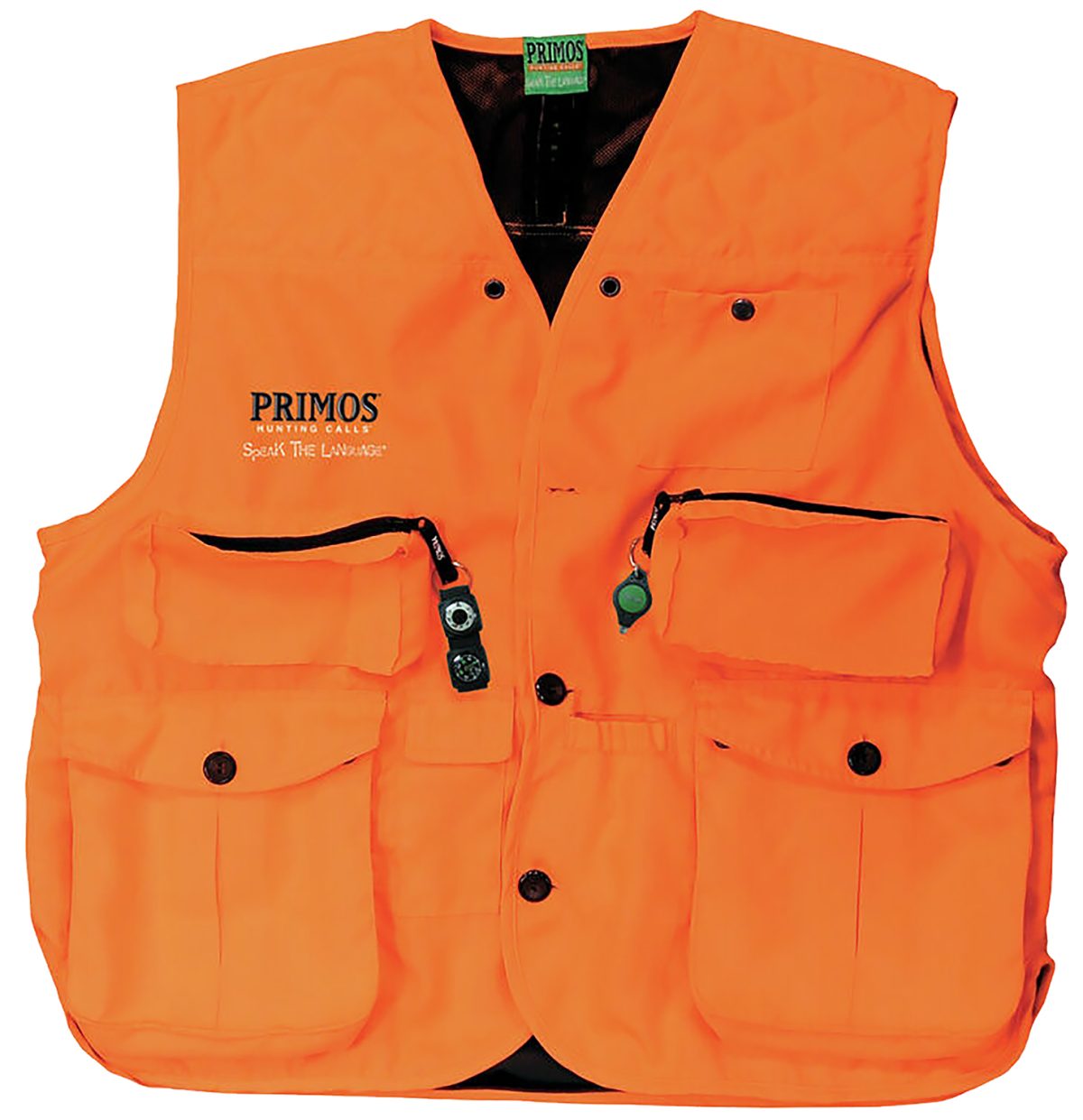 Primos 65702 Gunhunter'S Hunting Vest Large Blaze Orange Features Compass &Amp; Led Light