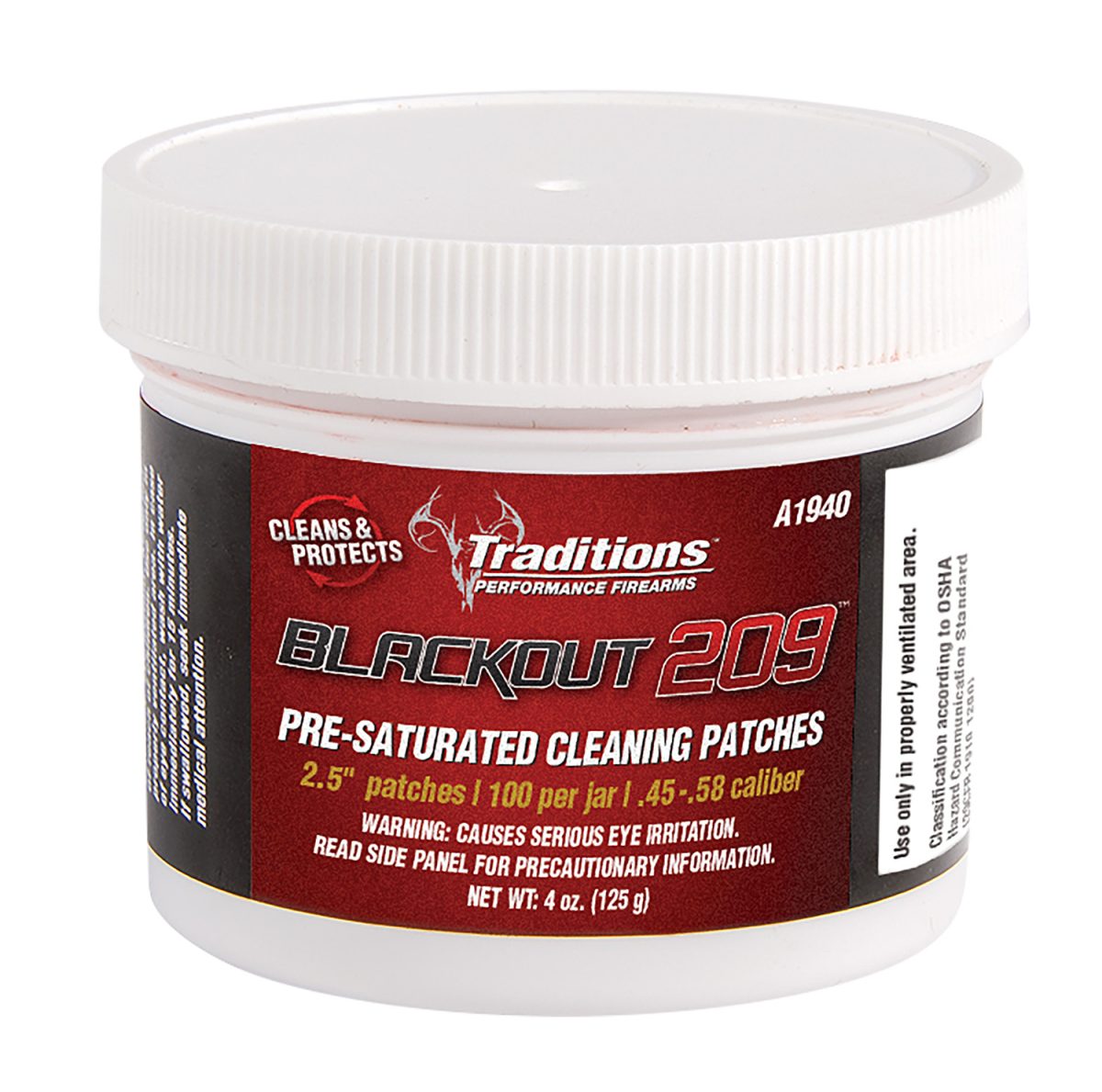 Traditions A1940 Blackout Cleaning Patches 45/54 Cal Muzzleloader 2.5&Quot; Cotton 100 Per Jar