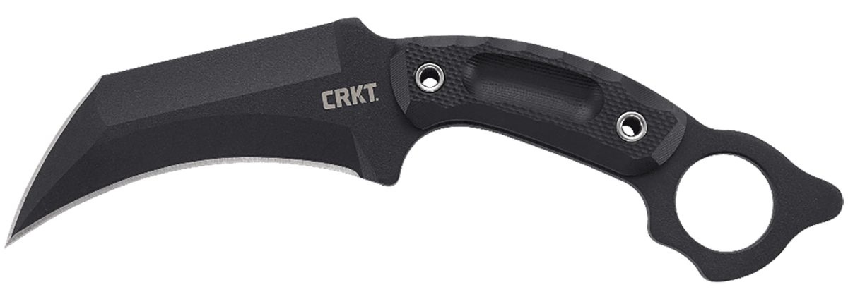 Crkt 2630 Du Hoc  5.10&Quot; Fixed Recurve Plain Black Powder Coated Sk-5 Steel Blade, Black Textured G10 Handle, Includes Sheath