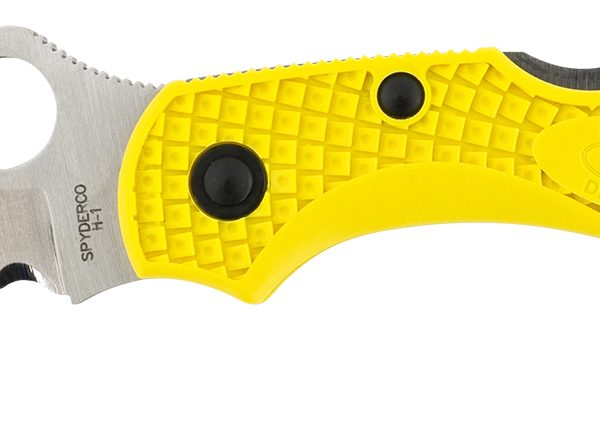 Spyderco C28SYL2HB Dragonfly 2 Salt 2.30" Folding Hawkbill Serrated H2 Steel Blade Yellow FRN Handle, Includes Pocket Clip