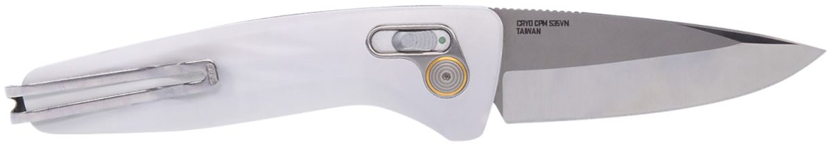 S.o.g Sog15730257 One-Zero Auto 3.10&Quot; Folding Plain Satin/Polished Cpm S35Vn Ss Blade/ White Sculpted Aluminum Handle