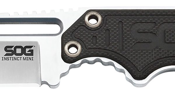 S.O.G SOG-NB1002-C Instinct Mini 1.90" Fixed Clip Point Plain Satin Polished 5Cr15MoV SS Blade Black/Silver G10/SS Handle Includes Lanyard/Sheath