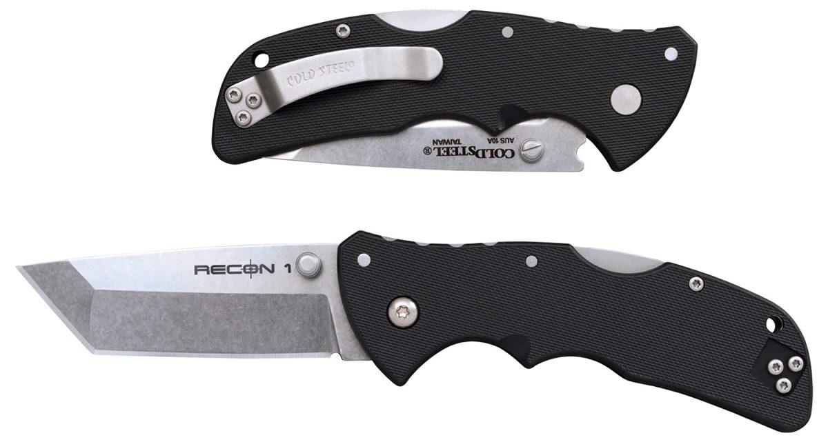 Cold Steel Cs27Bat Recon 1 Mini 3&Quot; Folding Tanto Plain Stonewashed Aus-10A Ss Blade/ Black Textured Grn Handle
