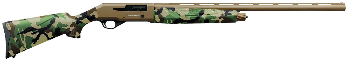 Charles Daly 930328 601  12 Gauge 4+1 3&Quot; 28&Quot; Vent Rib Barrel, Flat Dark Earth Finish Aluminum Receiver, Woodland Camo Synthetic Stock, Includes 3 Choke Tubes