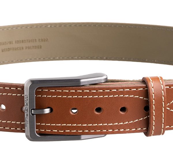 Magpul MAG127623044 Tejas EL Pistolero Light Brown Bull Hide 44" 1.50" Wide Buckle Closure