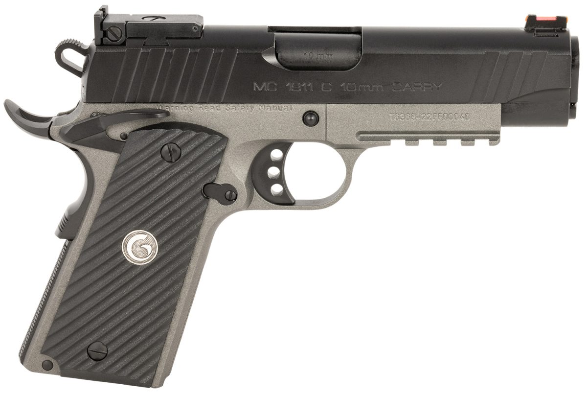 Eaa Girsan 390608 Mc1911 C  Carry Frame 10Mm Auto 9+1 4.40&Quot; Black Steel Barrel, Black Serrated Steel Slide, Matte Gray Steel Frame W/Beavertail &Amp; Picatinny Rail, Black Grip, Ambidextrous