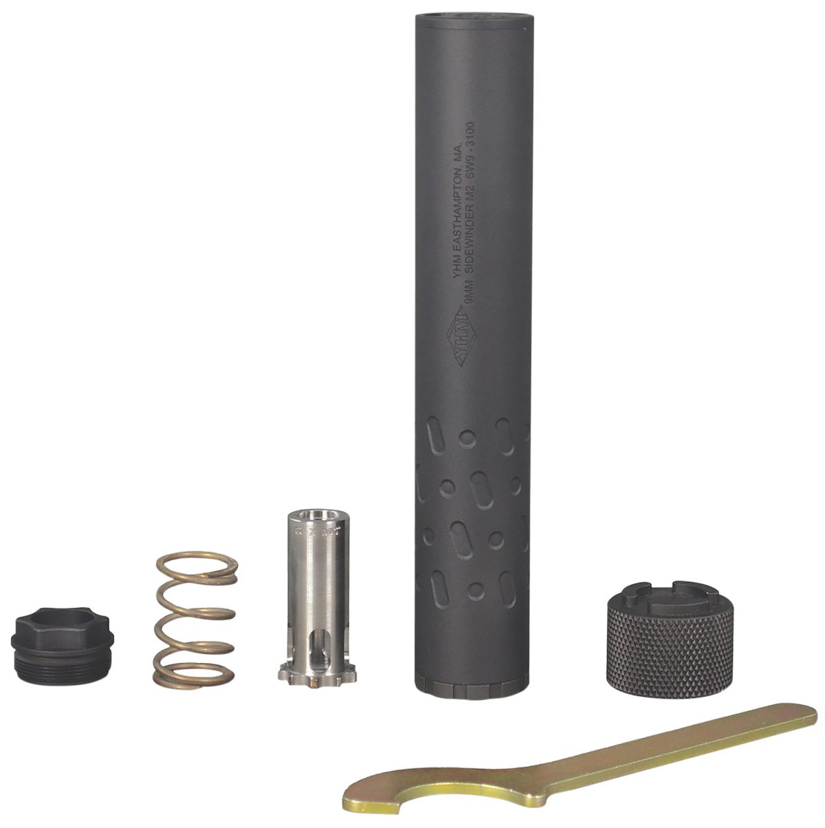 Yankee Hill 206528 Sidewinder M2  9Mm Luger 1.375&Quot; Black Stainless Steel Aluminum 1/2&Quot;-28 Tpi
