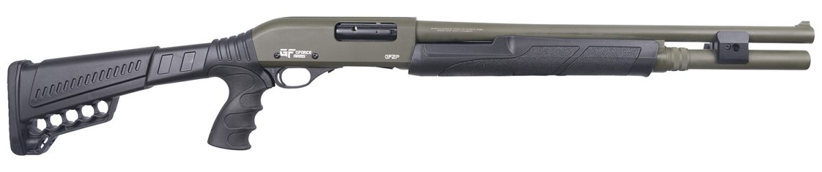 Gforce Arms Gf2P12 Gf2P  12 Gauge Pump 3&Quot; Chamber 7+1 20&Quot; Fixed Cylinder Bore, Od Green Barrel/Rec, Black Furniture, 5Rd Shell Carrier Stock, Rubber Pistol Grip, Blade Sight, 3Rd Shell Holder On Rec