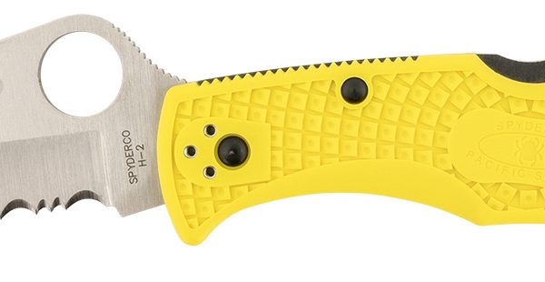 Spyderco C91SYL2 Pacific Salt 2 3.78" Folding Serrated Stonewashed H2 Steel/Blade Yellow FRN Handle