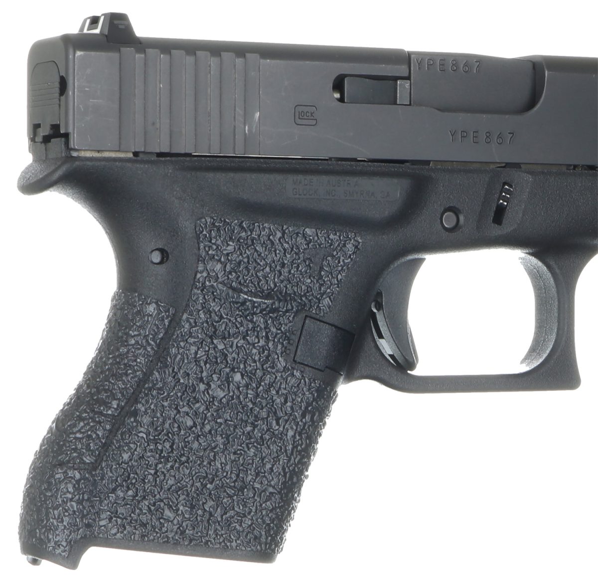 Talon Grips Ev04R Adhesive Grip  Textured Black Rubber, Fits Glock 42/43