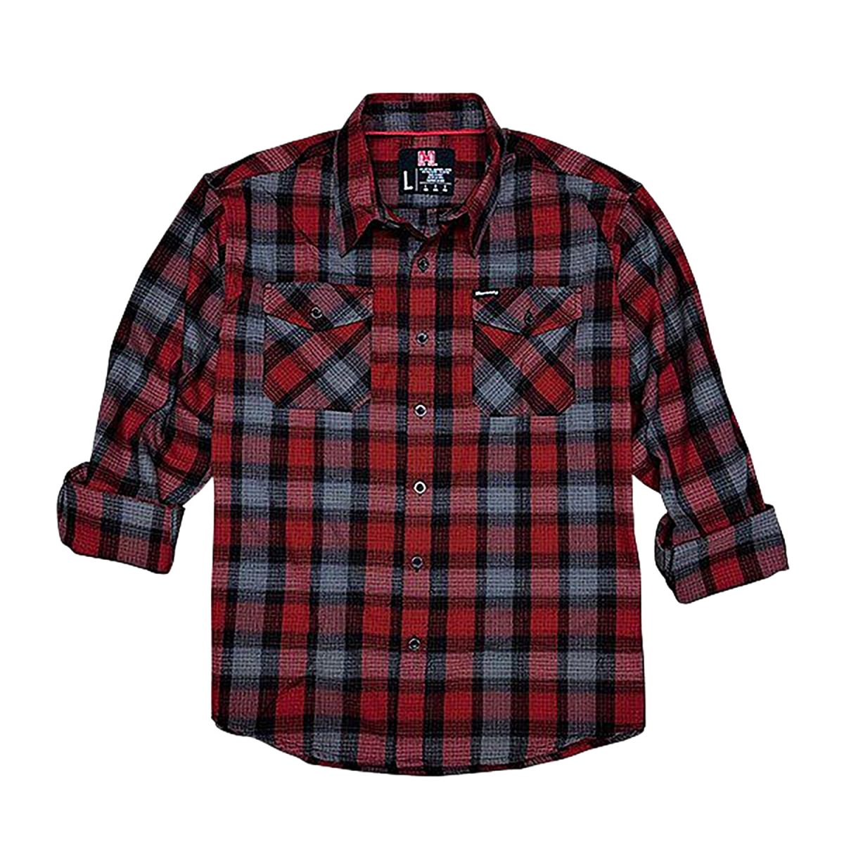 Hornady Gear 32195 Flannel Shirt  2Xl Red/Black/Gray,  Cotton/Polyester, Relaxed Fit Button Up