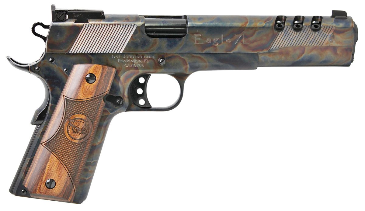 Iver Johnson Arms Eaglexl10Cc Eagle Xl Full Size Frame 10Mm Auto 8+1 6&Quot; Black Ported Barrel, Color Case Hardened Serrated Steel Slide &Amp; Frame W/Beavertail, Diamondwood Walnut W/Integrated Logo Grip