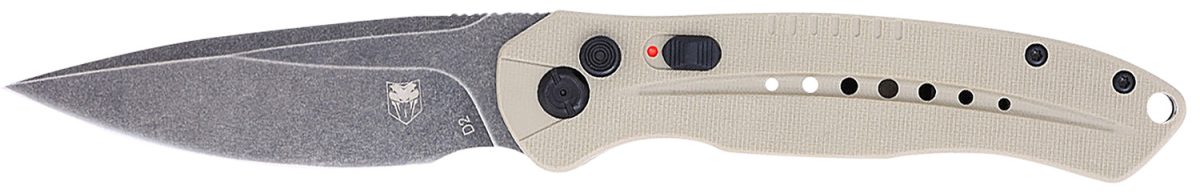 Cobratec Knives Tandiabloauto Diablo  3.50&Quot; Folding Black Stonewashed D2 Steel Blade, 4.75&Quot; Tan Textured G10 Scales Handle