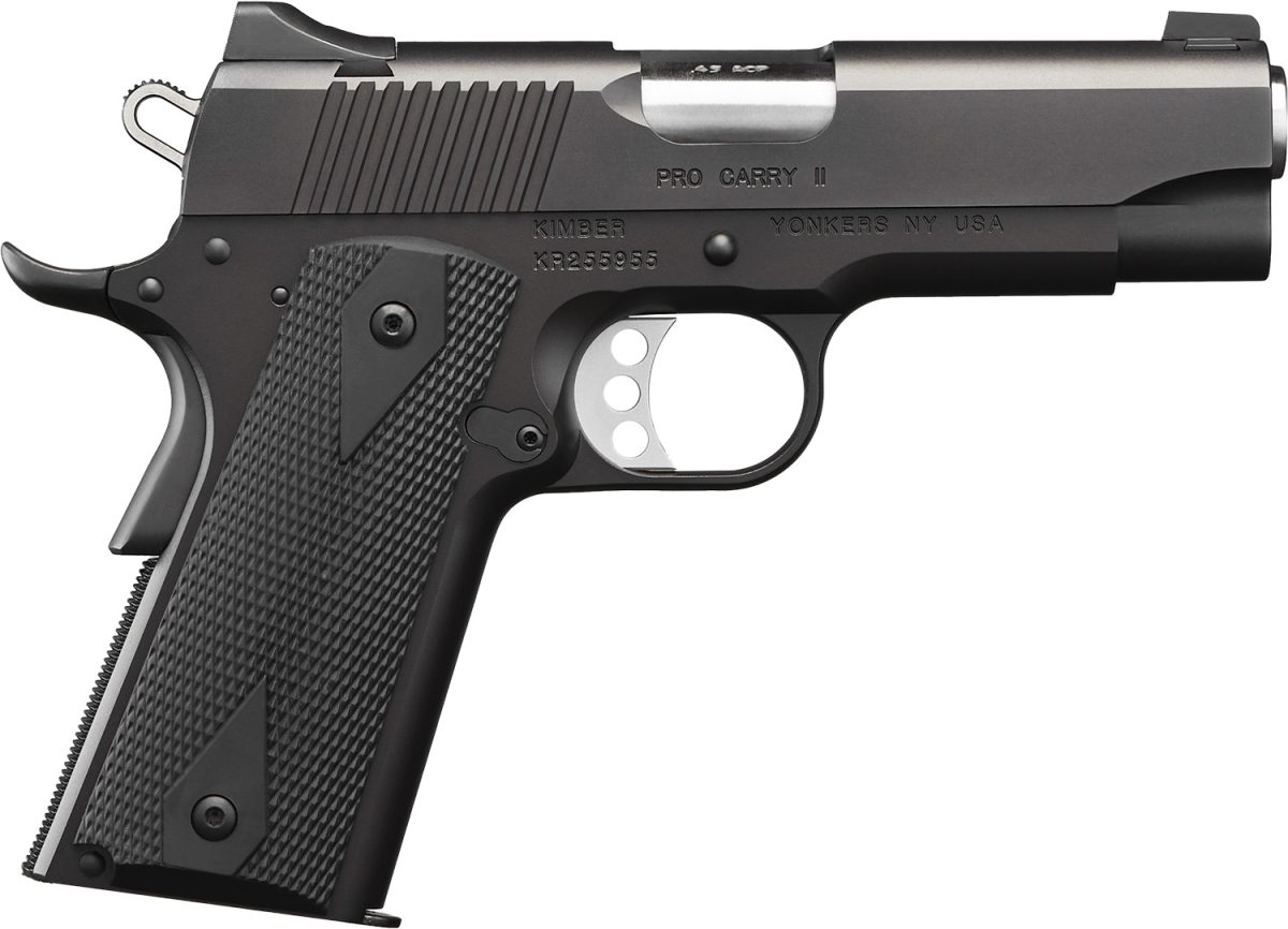 Kimber Mfg.,Inc 3200051Ca Pro Pro Carry Ii (Ca) 45 Acp 7+1 4&Quot; Steel Slide Matte Black/Black Synthetic Double Diamond Checkering Grip