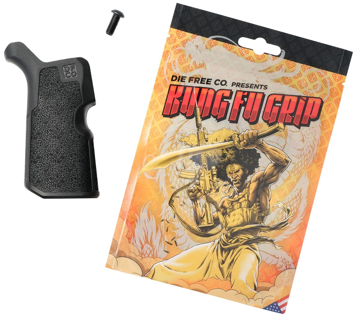 Die Free Co Llc Kfgblk Kung Fu Grip  Black Nylon Fits Ar15/M4/Ar10/Sr25