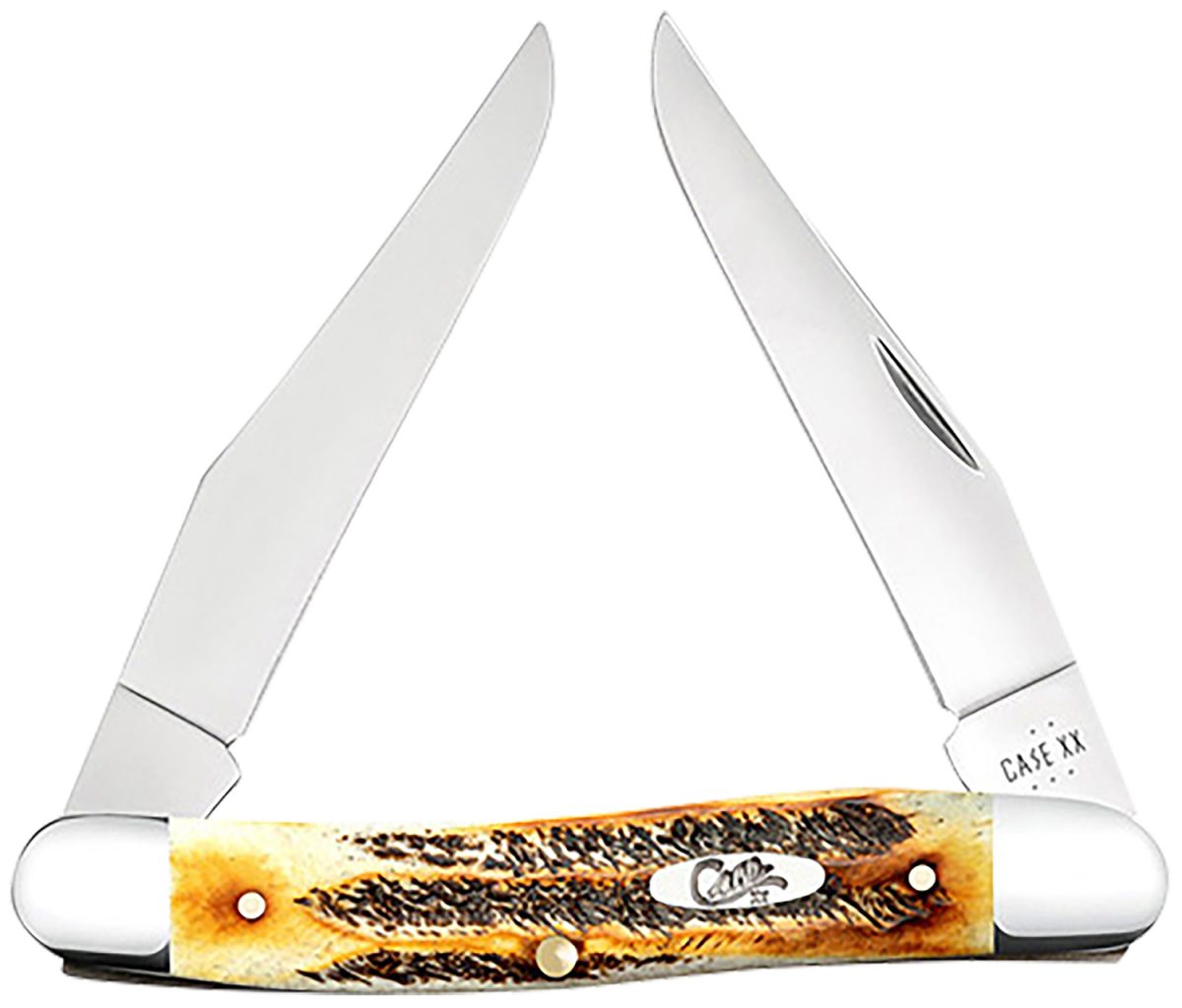 Case 65346 Muskrat  2.90&Quot; Folding Clip Point Plain Polished Tru-Sharp Ss Blade, Burnt Dark Amber 6.5 Bonestag Handle