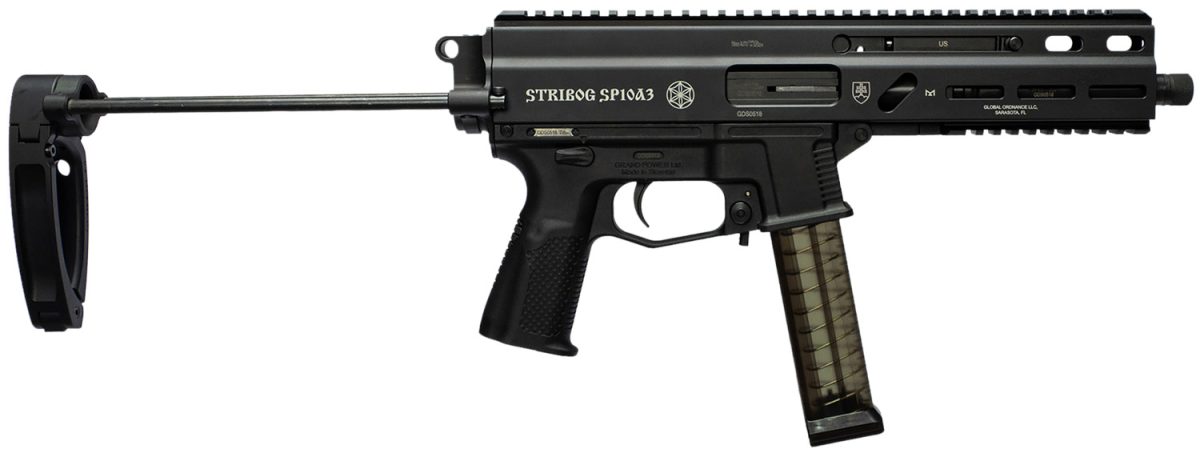 Grand Power 197892004855 Sp10A3 Stribog 10Mm Auto 20+1 8&Quot; Black Threaded Barrel, Black Aluminum Picatinny Rail Receiver, Black Polymer Pdw Tailhook Brace, Black Polymer Grip, Thread Protector