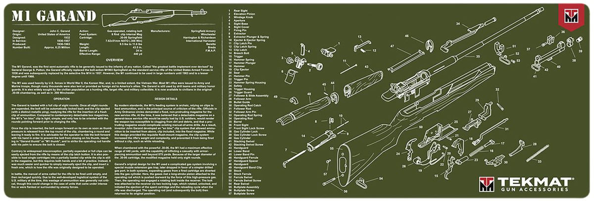 Tekmat Tekr36M1Garand-Od M1 Garand Cleaning Mat Od Green Rubber 12&Quot;X36&Quot; M1 Garand Parts Diagram