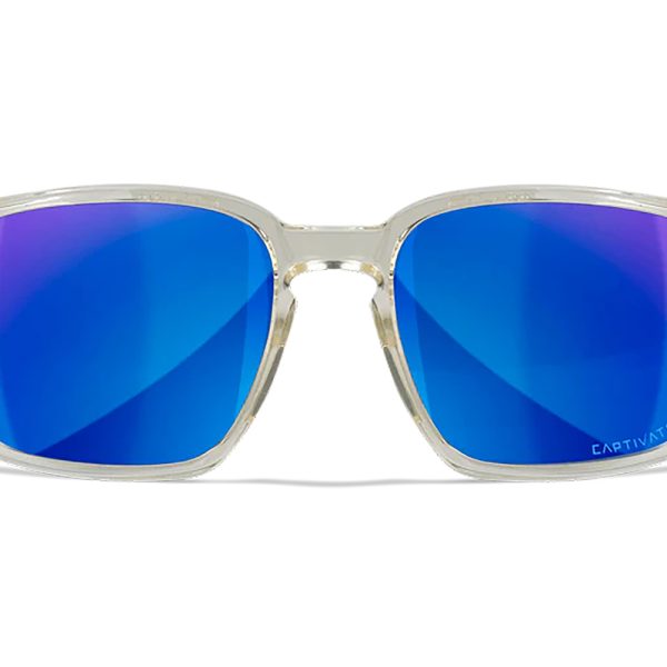 Wiley X AC6ALF09 Alfa  M/L Blue Mirror Lens Polycarbonate Gloss Clear Crystal Frame Frame