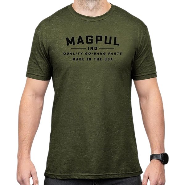 Magpul MAG1112-317  Go Bang Parts Olive Drab Heather Cotton/Polyester Short Sleeve Medium
