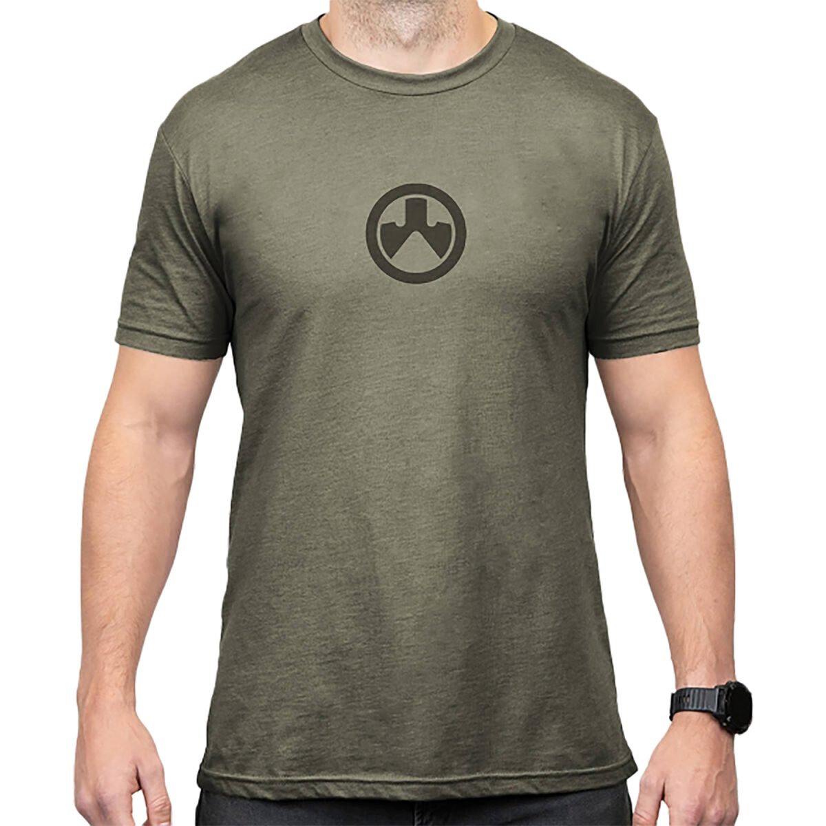 Magpul Mag1115-317-S Icon Logo  Olive Drab Heather Cotton/Polyester Short Sleeve Small