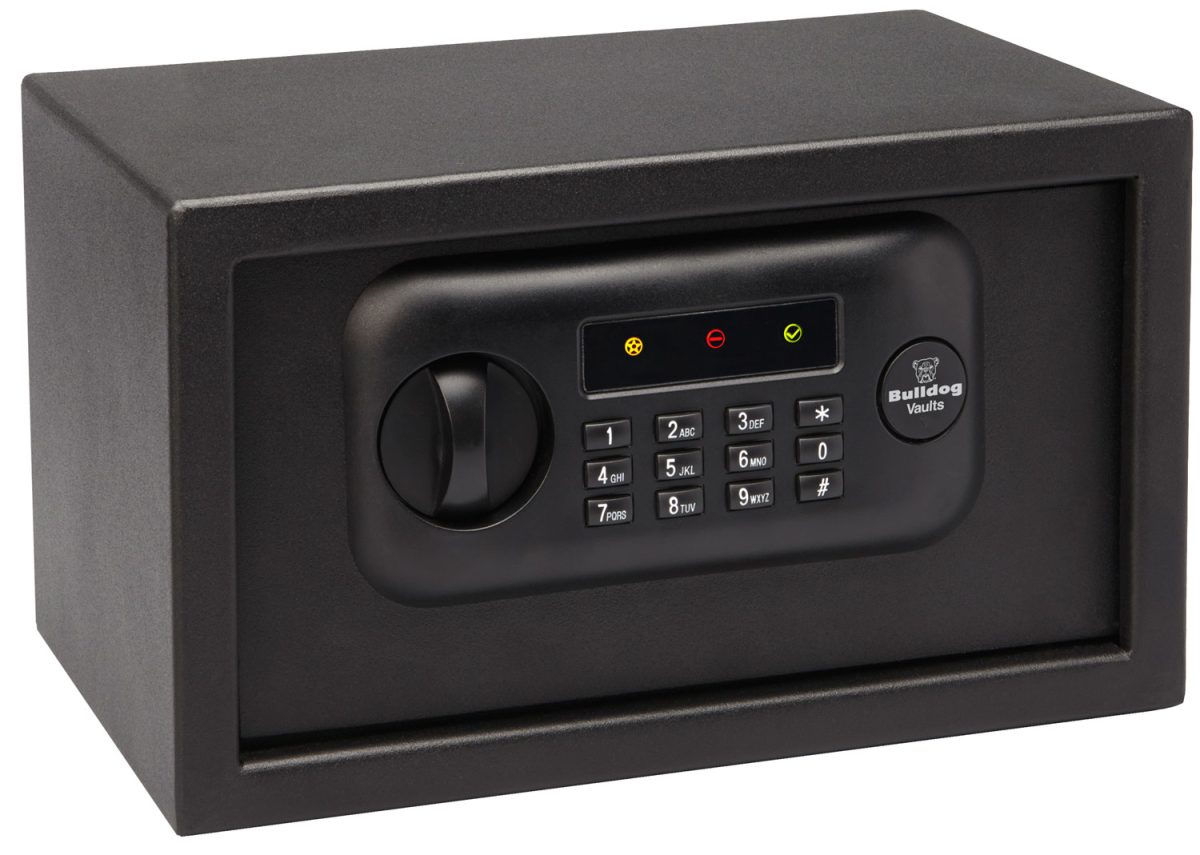 Bulldog Bd1050 Digital Pistol Vault Standard Keypad/Key Entry Black Powder Coat Steel Holds 1 Handgun