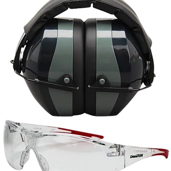 Champion Targets 40622 Eyes & Ears Combo 26 dB Over the Head Passive Muff & Shooting Glasses Black/Gray