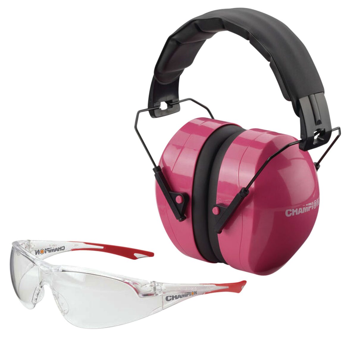 Champion Targets 40624 Eyes &Amp; Ears Combo 26 Db Over The Head Pink/Black Adult