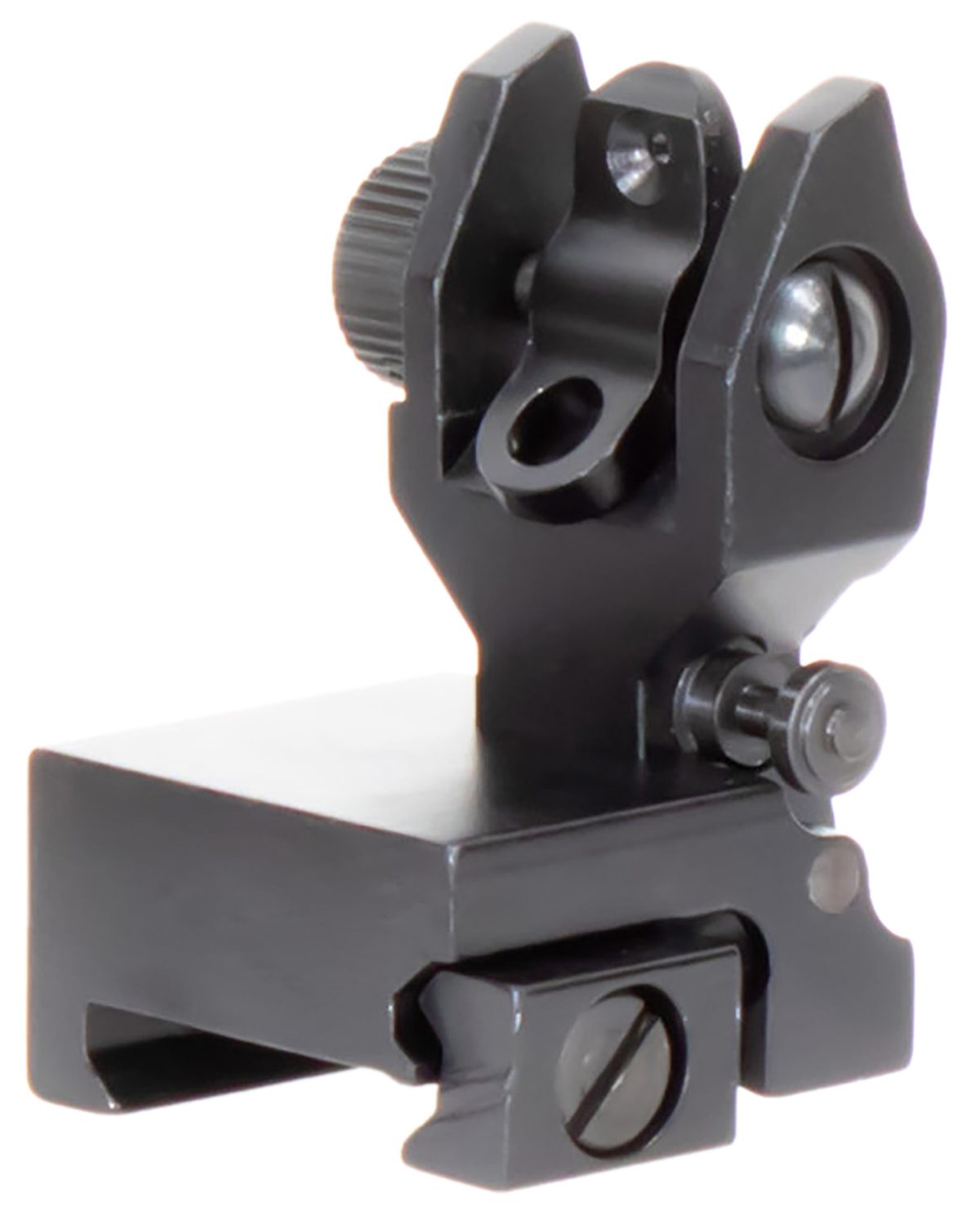 Aim Sports Mt201 Ar Low Profile Rear Flip Up Sight  Black Anodized Low Profile For Ar-15