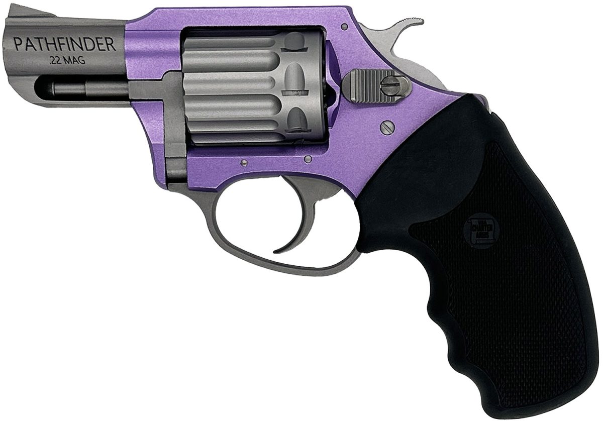 Charter Arms 52340 Pathfinder Lavender Lady Small Frame 22 Wmr 8Rd 2&Quot; Stainless Steel Barrel, Lavender Aluminum Frame, Stainless Cylinder, Black Finger Grooved Rubber Grip, Exposed Hammer
