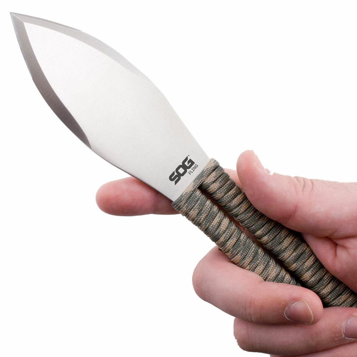 Sog Fling Throwing Knives 2.8&Quot; Blade Green And Tan Paracord Wrapped Set Of 3