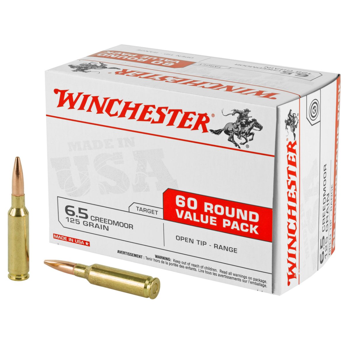 Winchester 6.5 Creedmoor Usa Target Fmjot 125 Gr 60 Rd/Bx 4 Bx/Cs