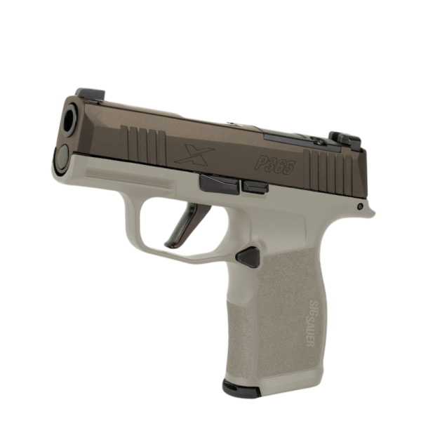 SIG SAUER P365X TWO TONE TAN 9MM PSTL 3.1" BBL 2-12RD MAGS, OPTC PLTE COVER