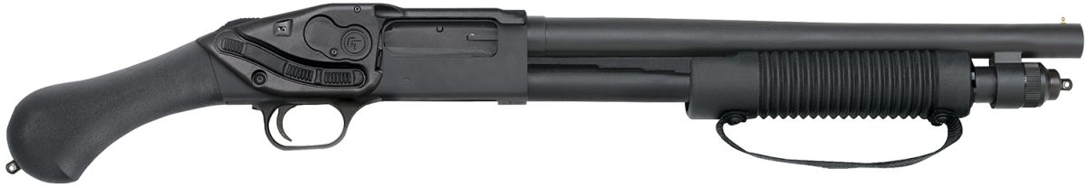 Mossberg 50638 590 Shockwave 12 Gauge Pump 3&Quot; 5+1 14.38&Quot; Matte Blued Heavy-Walled Barrel, Drilled &Amp; Tapped Matte Blued Stainless Steel Receiver, Black Raptor Birdshead Grip, Crimson Trace Lasersaddle