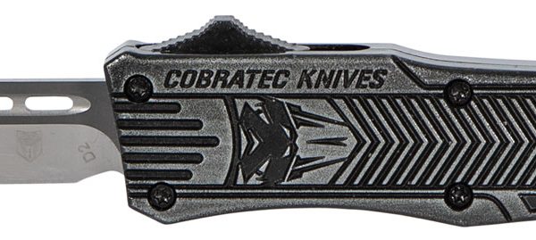CobraTec Knives SSWCTK1SDNS CTK-1  Small 2.75" OTF Drop Point Plain D2 Steel Blade/Black Stonewashed Aluminum Handle Features Glass Breaker Includes Pocket Clip