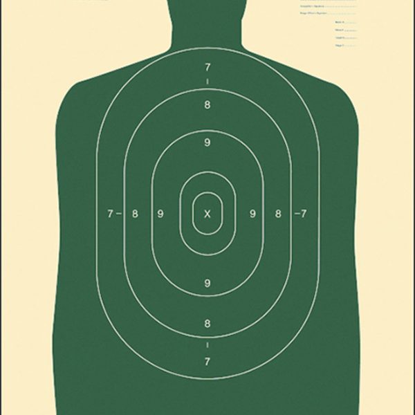 Action Target B27SGREEN100 Qualification Standard Silhouette Paper Hanging 24" x 45" Green/White 100 Per Box