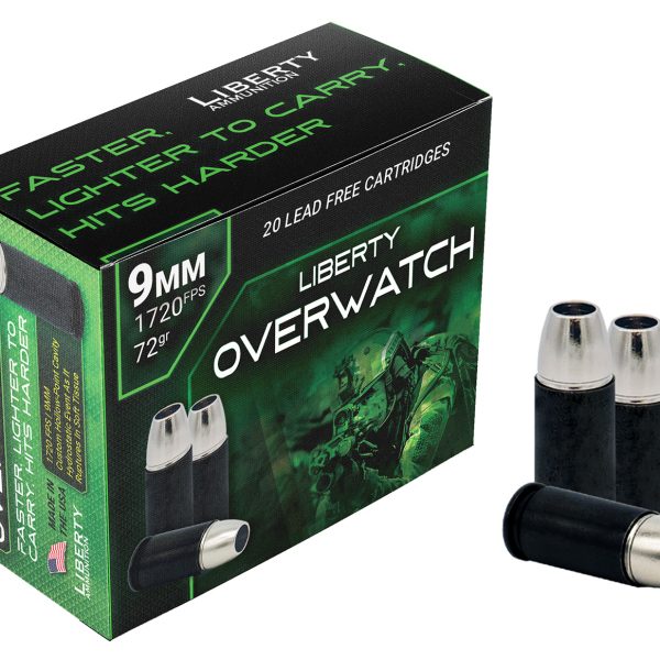 Liberty Ammunition LAOW9MM721700 OverWatch  9mmLuger 72gr Open Cavity Design 20 Per Box/50 Case