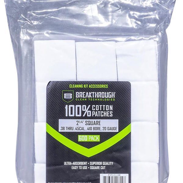 Breakthrough Clean BTCPS214600 Square Patches 38-45 Cal/.410-20 Gauge 600 pieces