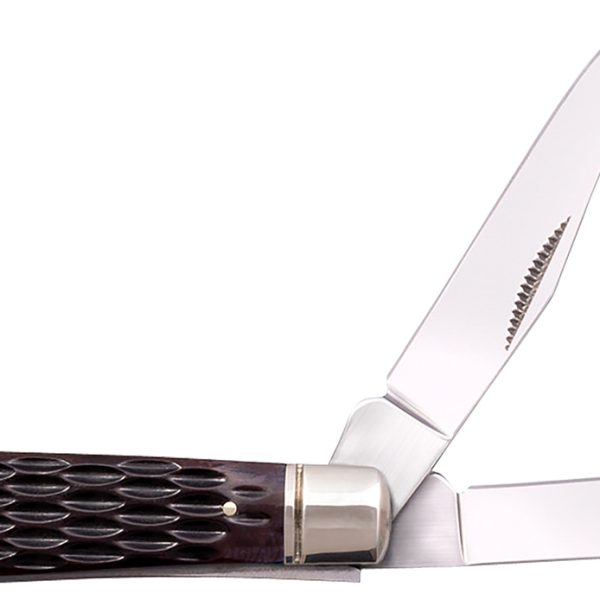 Cold Steel CSFLMTRPRJ Trapper  Mini 2.60"/2.70" Folding Clip/Spey Plain 3Cr13MoV SS Blade/Brown Jigged w/Polished Bolsters Bone Handle