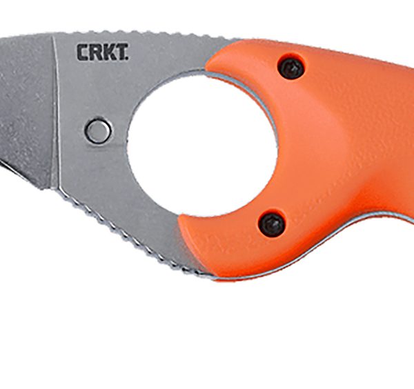 CRKT 2511ER Bear Claw  2.39" Fixed Hawkbill Veff Serrated Stonewashed AUS-8A SS Blade, Blaze Orange Textured GRN Handle