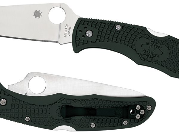 Spyderco C10FPGR Endura 4 Lightweight 3.75" Folding Clip Point Plain VG-10 SS Blade Green Bi-Directional Texturing FRN Handle Includes Pocket Clip