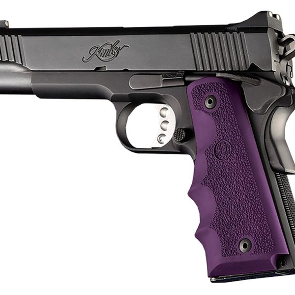 Hogue 45006 OverMolded Grip Cobblestone Purple Rubber with Finger Grooves for 1911 Government