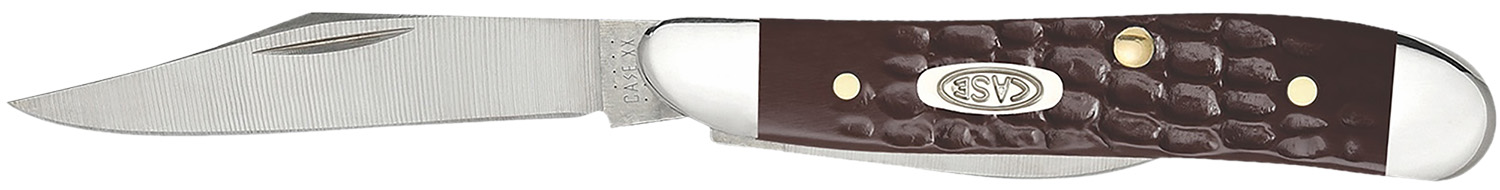 Case 00046 Peanut 2.10"/1.53" Folding Clip/Pen Plain As-Ground Tru-Sharp SS Blade/Brown Jigged Synthetic Handle